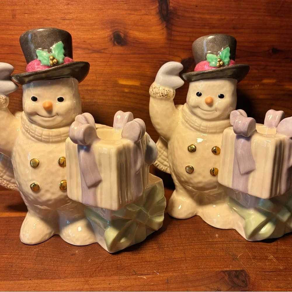Lenox The Snowman Candlesticks Christmas Candle Stick Holders Set Of 2 - Picture 7 of 10